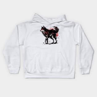 Chinese Style Ink Wolf Kids Hoodie